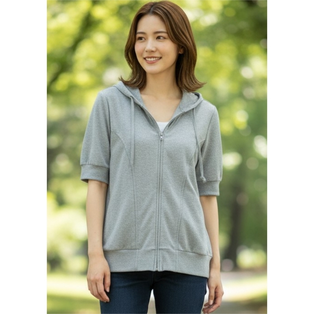 Cato Full Zip Elbow Sleeve Sweatshirt Gray Size XL
